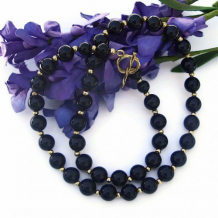 BLACK AND GOLD - Black Onyx Gold Bead Handmade Necklace 