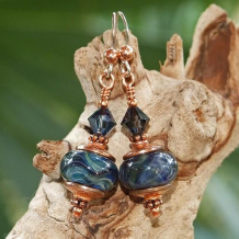 CONDOR MEWS - Lampwork Boro Glass Copper Sterling Handmade Earrings