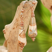 SPOTTI - Spotted Jasper Teardrop Copper Silver Handmade Earrings SPOTTI - Spotted Jasper Teardrop Copper Silver Handmade Earrings