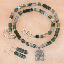 CANTICLE FOR THE FOREST - Tree Pendant Handcrafted Moss Agate Sterling Handmade Necklace