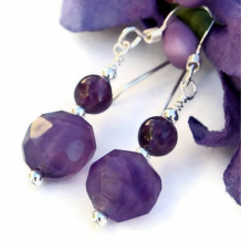 GOTTA LOVE GRAPE - Amethyst Handmade Earrings, Purple Sterling Silver Gemstone Beaded
