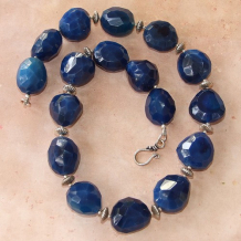 PIECES OF THE NIGHT SKY - Blue Quartz Chunky Sterling Silver Handmade Necklace