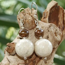 GLORY - Fossil Stone Pearls Sterling Silver Handmade Earrings