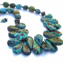 SOUTHWEST MEMORIES - Chunky Turquoise Handmade Necklace, Bali Sterling Southwest Jewelry
