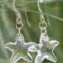 SPARKLING STARFISH - Starfish Swarovski Crystals Sterling Handmade Earrings, Sparkling