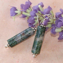 CANTICLE FOR THE FOREST - Moss Agate Green Sterling Silver Handmade Earrings