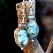 NEW MEXICO GOLD - Turquoise Jasper Labradorite Gemstone Earrings, Handmade Jewelry