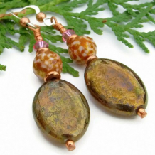 ILLUSTRIOUS! - Golden Bronze Handmade Earrings, Czech Glass Crystals Beaded Jewelry