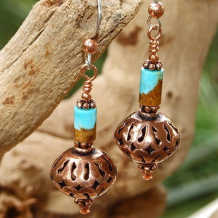 SEDONA - Copper Filigree Turquoise Handmade Earrings OOAK Southwest Jewelry SEDONA - Copper Filigree Turquoise Handmade Earrings OOAK Southwest Jewelry