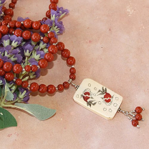 BE KOI WITH ME - Koi Scrimshaw Fish Pendant Red Jasper Handmade Necklace