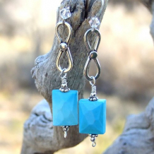 SOUTHWEST SKY - Sleeping Beauty Turquoise Earrings, Handmade Infinity Symbol Sterling Jewelry