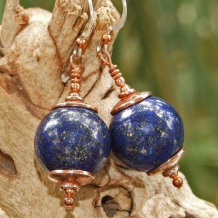STARRY NIGHTS - Lapis Lazuli Dark Blue Copper Sterling Handmade Earrings