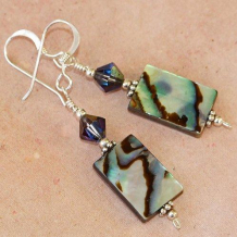 GLORIOUS - Paua Abalone Shell Swarovski Crystal Handmade Earrings