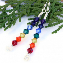 ARC EN CIEL - Swarovski Rainbow Chakra Earrings Handmade Spirals Jewelry Balancing