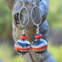 SOUTHWEST DAZE - Handmade Southwest Lampwork Earrings, Blue Coral Ivory Beaded Jewelry