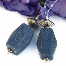 JEWELS OF THE MERMAIDS - Blue Sponge Coral Sterling Handmade Earrings, Jewelry