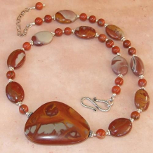 RED CENTRE - Earthy Noreena Jasper Red Flake Handmade Necklace
