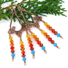 SEDONA SUNSET - Handmade Sunset Chandelier Earrings, Swarovski Copper Crystal Jewelry