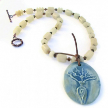 JOYFUL - Goddess Pendant Necklace, Yellow Jade Handmade Gemstone Jewelry