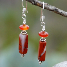 TRANSFORMATION - Red Flake Jasper Carnelian Handmade Earrings Gemstones Jewelry