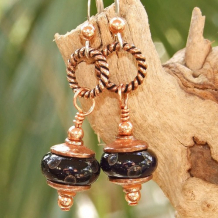 PURPLE OBOE - Purple Lampwork Handmade Earrings, Boro Bead Copper Jewelry PURPLE OBOE - Purple Lampwork Handmade Earrings, Boro Bead Copper Jewelry