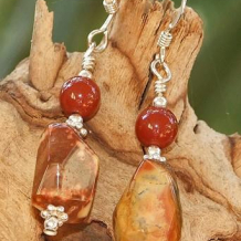 DREAMING OF WURRE - Birds Eye Jasper Red Jasper Sterling Handmade Earrings