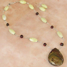 ODE TO THE OUTBACK - Dragonsblood Lemon Jasper Pearls Wire Wrapped Handmade Necklace