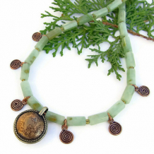 ZENFUL - Tibetan Coin Handmade Necklace, Serpentine Copper Spiral Boho Jewelry