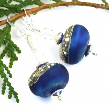 ALPHA CENTAURI - Alpha Centauri Lampwork Earrings, Handmade Blue Silver Star Earrings