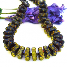 "Amber Waves" - Handmade Amber Necklace, Gunmetal Bronze, Sterling, Elegant Artisan Gemstone Jewelry