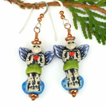 SKELETON ANGELS - Winged Skeleton Angel Earrings, Halloween Day of the Dead Jewelry Gift SKELETON ANGELS - Winged Skeleton Angel Earrings, Halloween Day of the Dead Jewelry Gift