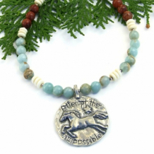ATTEMPT THE IMPOSSIBLE - Running Horse Handmade Necklace, Southwest Jasper Gemstone Jewelry