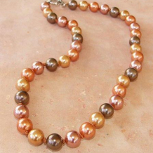 DAWN'S FIRST LIGHT - Hand-knotted 10mm Shell Pearl Sterling Handmade Necklace