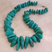 THE ROAD TO ENSENADA - Turquoise Necklace, Handmade Chunky Gemstone Nuggets Silver Beaded 