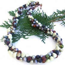 NATURE'S BOUNTY - Multi Strand Pearl Handmade Necklace, Twisted Copper Autumn Jewelry