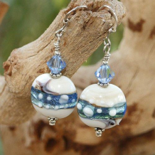 RIVERS FLOW - Lampwork Glass Swarovski Sterling Handmade Earrings