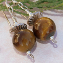 CATCH A TIGER - Tigers Eye and Sterling Silver Gemstone Earrings, Handmade Jewelry