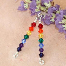 RAINBOW - Swarovski Rainbow Chakra Sterling Spiral Earrings, Handmade