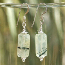 ON THE FOREST PATH - Green Tourmilated Quartz Sterling Handmade Earrings