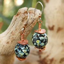 LAST WALTZ OF THE EVENING - Czech Glass Copper Shabby Chic Handmade Earrings Beaded 