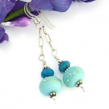 KRYPTONITE DELIGHT - Kryptonite Mint Lampwork Earrings, Turquoise Handmade Jewelry