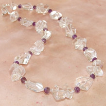 CROCUS THROUGH THE ICE - Handmade Necklace AAA Quartz Purple Amethyst Gemstone Jewelry