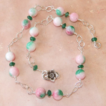 SPRING HAS SPRUNG - Candy Jade Pink Green Aventurine Necklace, Handmade Spring Summer Jewelry