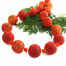 CARIBBEAN SUNSET - Chunky Apple Coral Handmade Necklace, Red Coral Summer Beach Jewelry