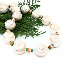 CONCHA DEL MAR - Operculum Shell Handmade Necklace, Spiny Oyster Turquoise Jewelry