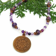 DHARMACHAKRA - Dharma Wheel Mandala Necklace, Dharmachakra Handmade Gemstone Jewelry