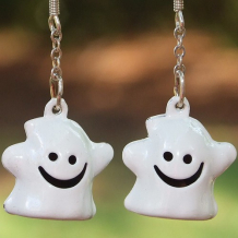 GHOSTIES - Halloween Ghosts Earrings, Enamel Bells Dangle Handmade Jewelry