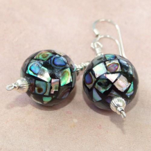 SATURDAY NIGHT FEVER - Abalone Mosaic Earrings, Handmade Jewelry