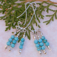 FLIRTING WITH TURQUOISE - Turquoise Sterling Silver Handmade Earrings, Fancy Earwires