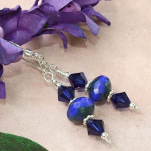 BLUE HEAVEN - Blue Czech Glass Swarovski Earrings, Handmade Jewelry